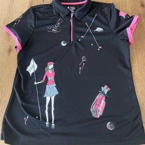 Golf Izod Black and Pink Polo Shirt
